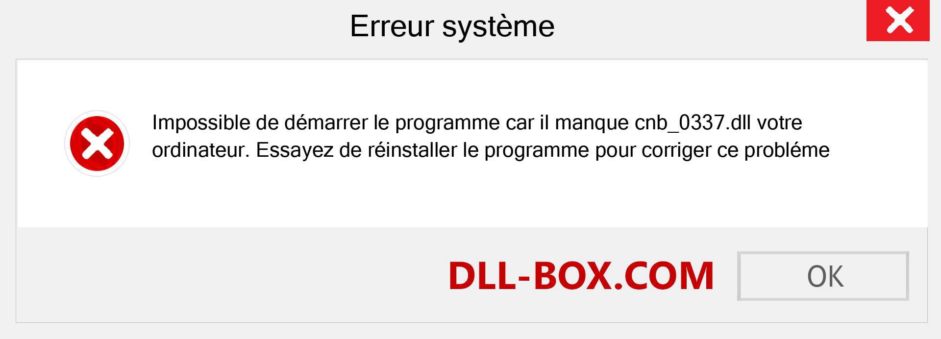 Le fichier cnb_0337.dll est manquant ?. Télécharger pour Windows 7, 8, 10 - Correction de l'erreur manquante cnb_0337 dll sur Windows, photos, images